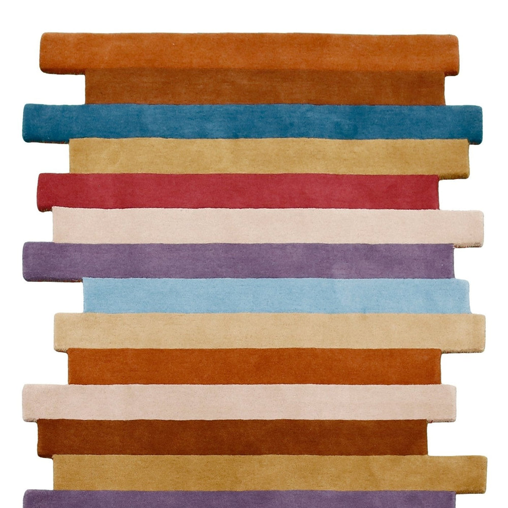 Stax Modern Stripes Design Multicolor Hand Tufted 5x8 Wool Rug