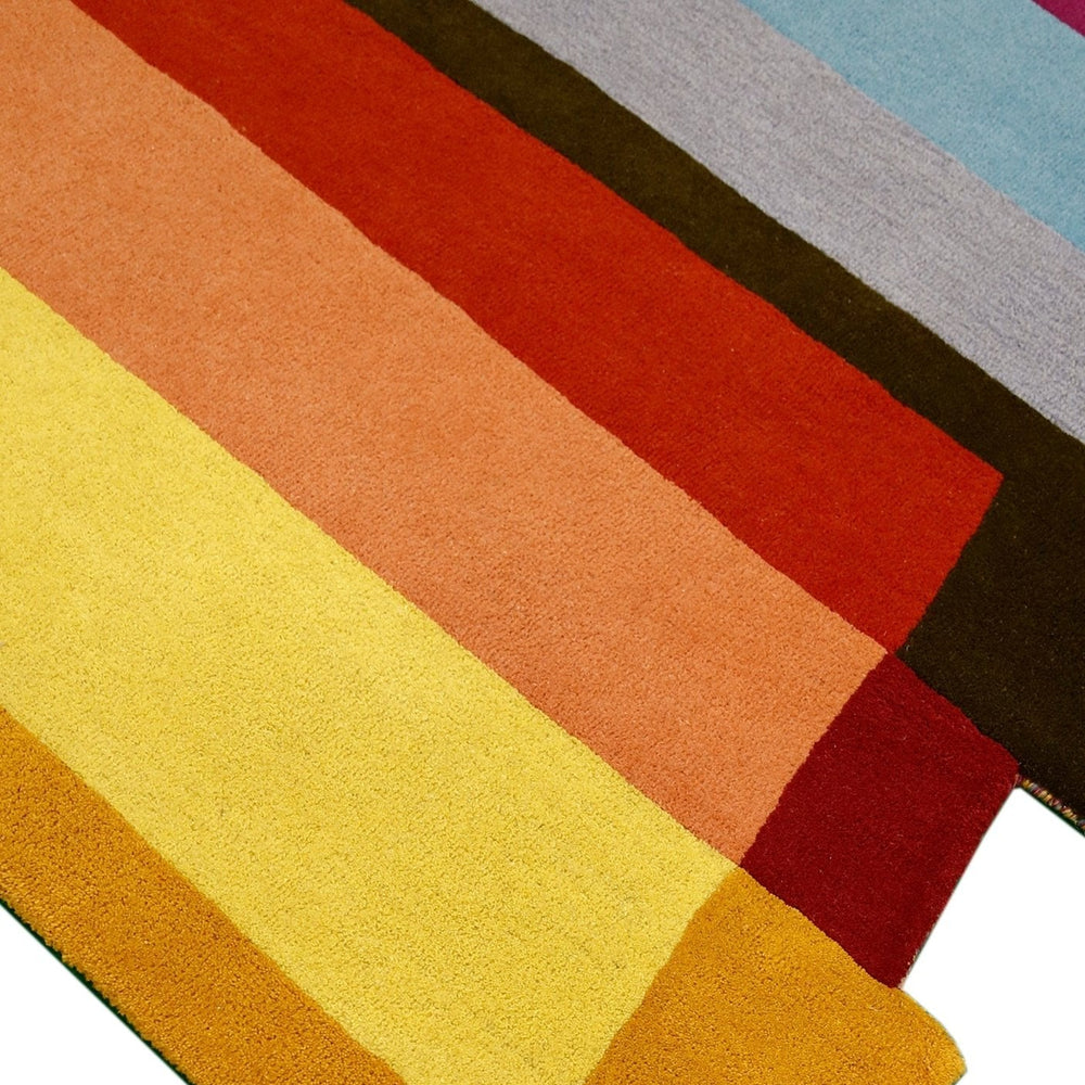 Stax Modern Stripes Pattern Colorful Hand Tufted 5x8 Wool Rug
