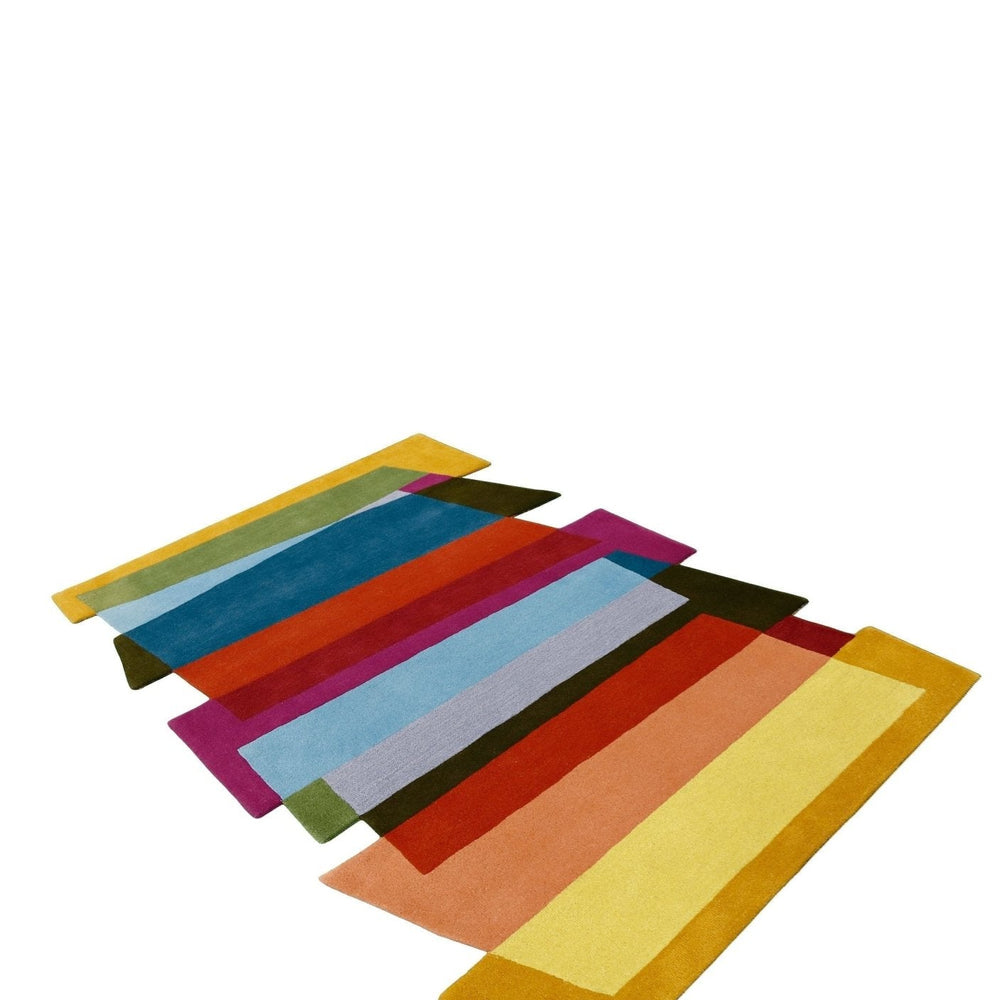 Stax Modern Stripes Pattern Colorful Hand Tufted 5x8 Wool Rug
