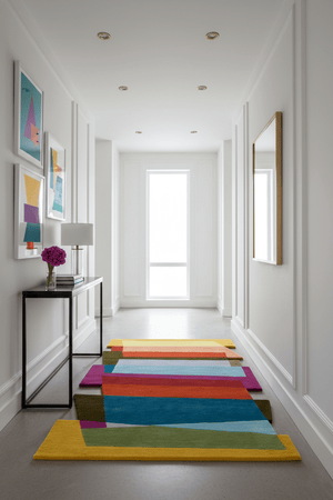 Stax Modern Stripes Pattern Colorful Hand Tufted 5x8 Wool Rug