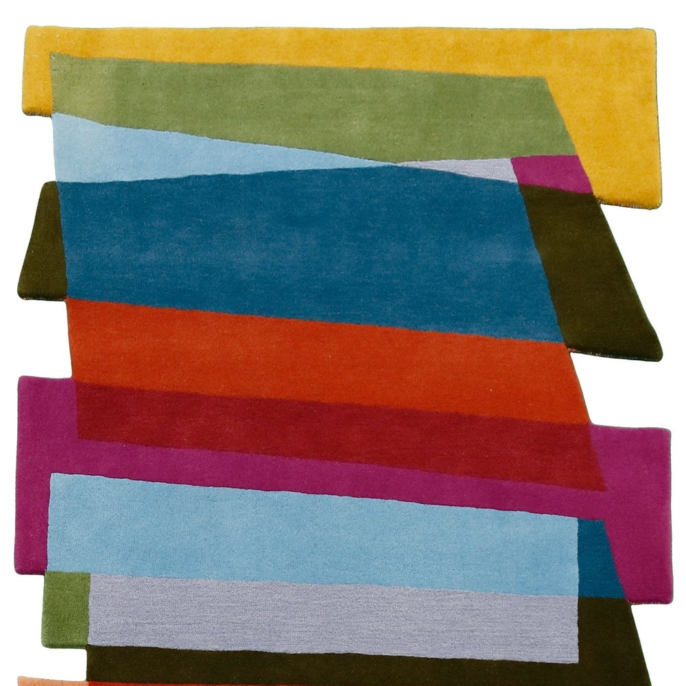Stax Modern Stripes Pattern Colorful Hand Tufted 5x8 Wool Rug