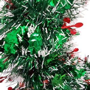 Frosted Holly Tinsel Wreath - 19"