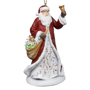 Berry Vine Santa with Bell Ornament