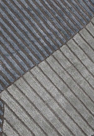 Stone Modern Gray And Silver Hand Tufted 5x7 Wool Area Rug