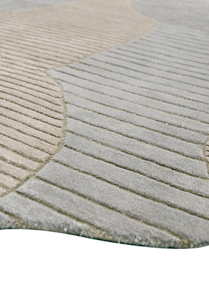 Stone Modern Ripple Beige And Gray Hand Tufted 5x7 Wool Rug