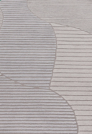 Stone Modern Ripple Lines Gray and Lilac Hand Tufted 5x7 Wool Rug