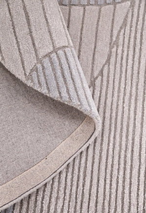 Stone Modern Ripple Lines Gray and Lilac Hand Tufted 5x7 Wool Rug