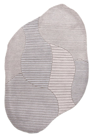Stone Modern Ripple Lines Gray and Lilac Hand Tufted 5x7 Wool Rug