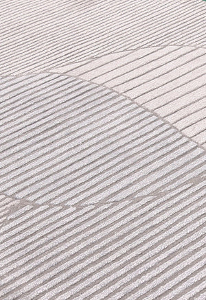 Stone Modern Ripple Lines Gray and Lilac Hand Tufted 5x7 Wool Rug