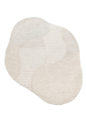 Stone Modern Silver and Beige Ripple Hand Tufted 5x7 Wool Rug