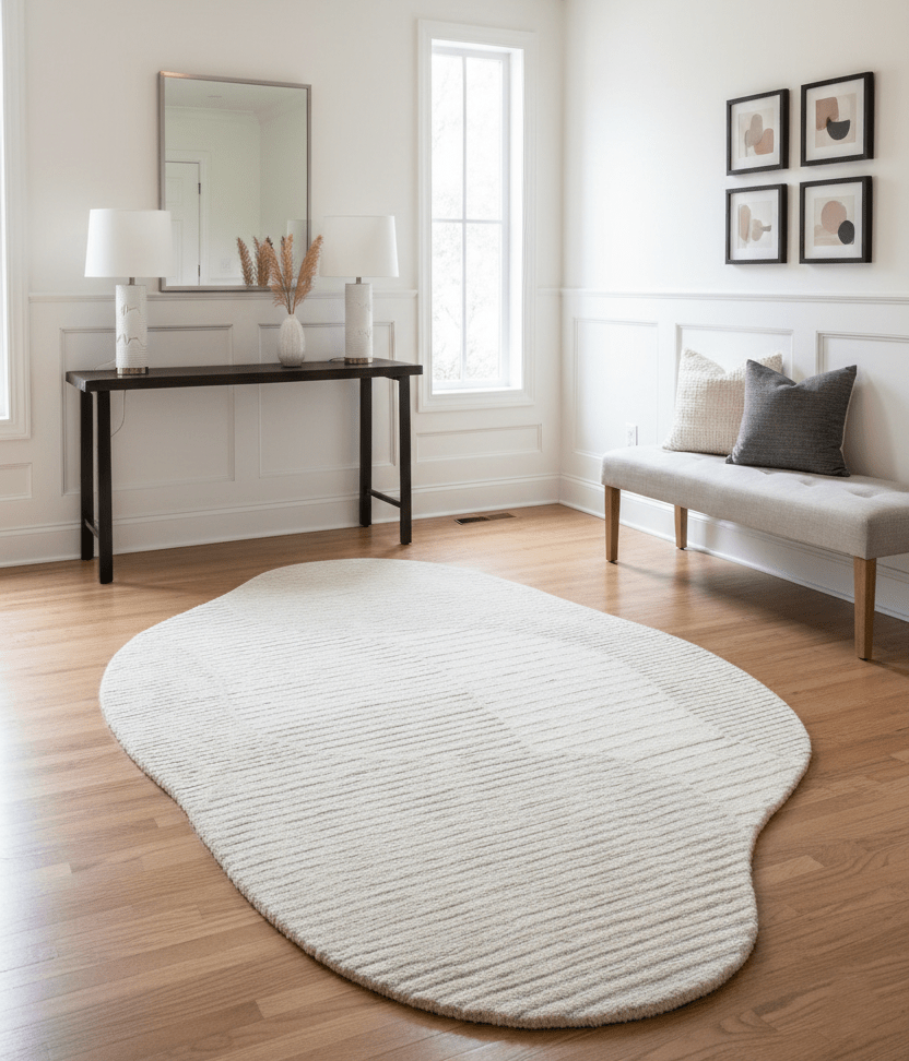Stone Modern Silver and Beige Ripple Hand Tufted 5x7 Wool Rug