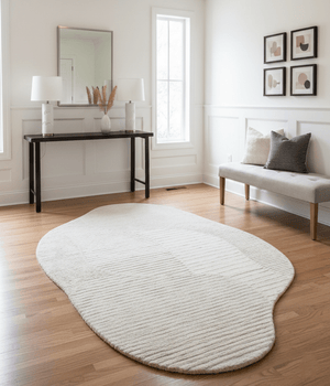 Stone Modern Silver and Beige Ripple Hand Tufted 5x7 Wool Rug