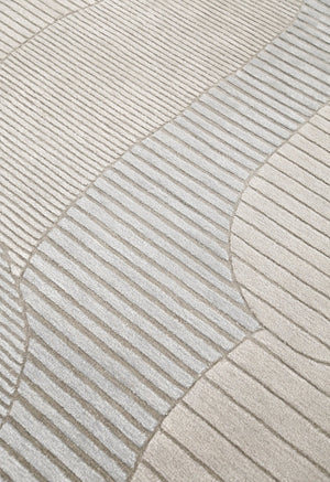 Stone Silver Modern Ripple Hand Tufted 5x7 Wool Area Rug