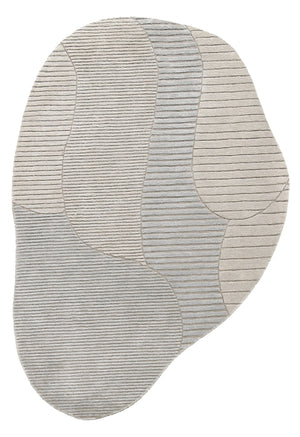 Stone Silver Modern Ripple Hand Tufted 5x7 Wool Area Rug