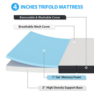 Hollyhock - 4" Twin Tri-Fold Memory Foam Topper
