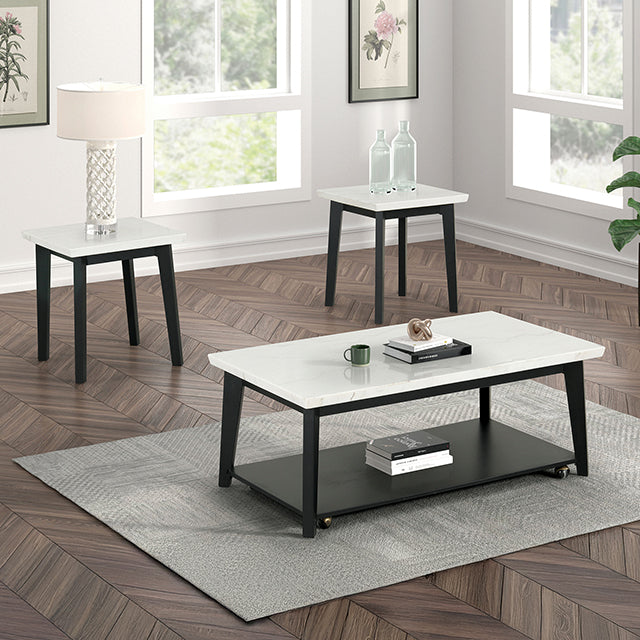 Thisted - Rectangle Marble Coffee Table w/ Casters