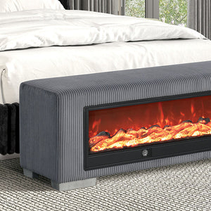 Elnath - Bench w/ Visual Wood Log Fireplace