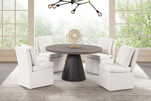 Broager - 5 Pc Dining Table Set (Light Gray Caster Chairs)