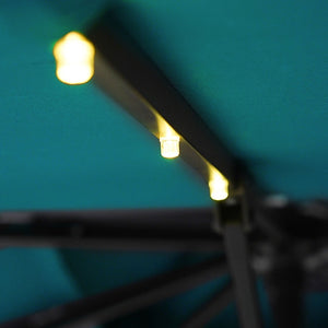 Xico - 8 Ft Square Umbrella w/ Double Top w/ LED Light + 37" Large Base
