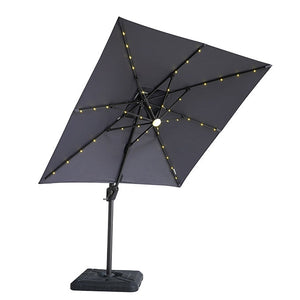 Xico - 8 Ft Square Umbrella w/ Double Top w/ LED Light + 37" Large Base