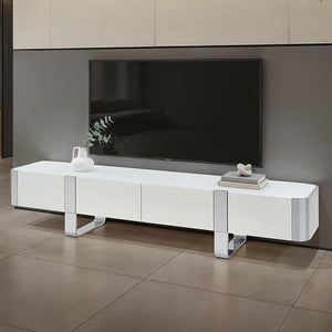 Larvik - TV Stand White w/ Silver Frame