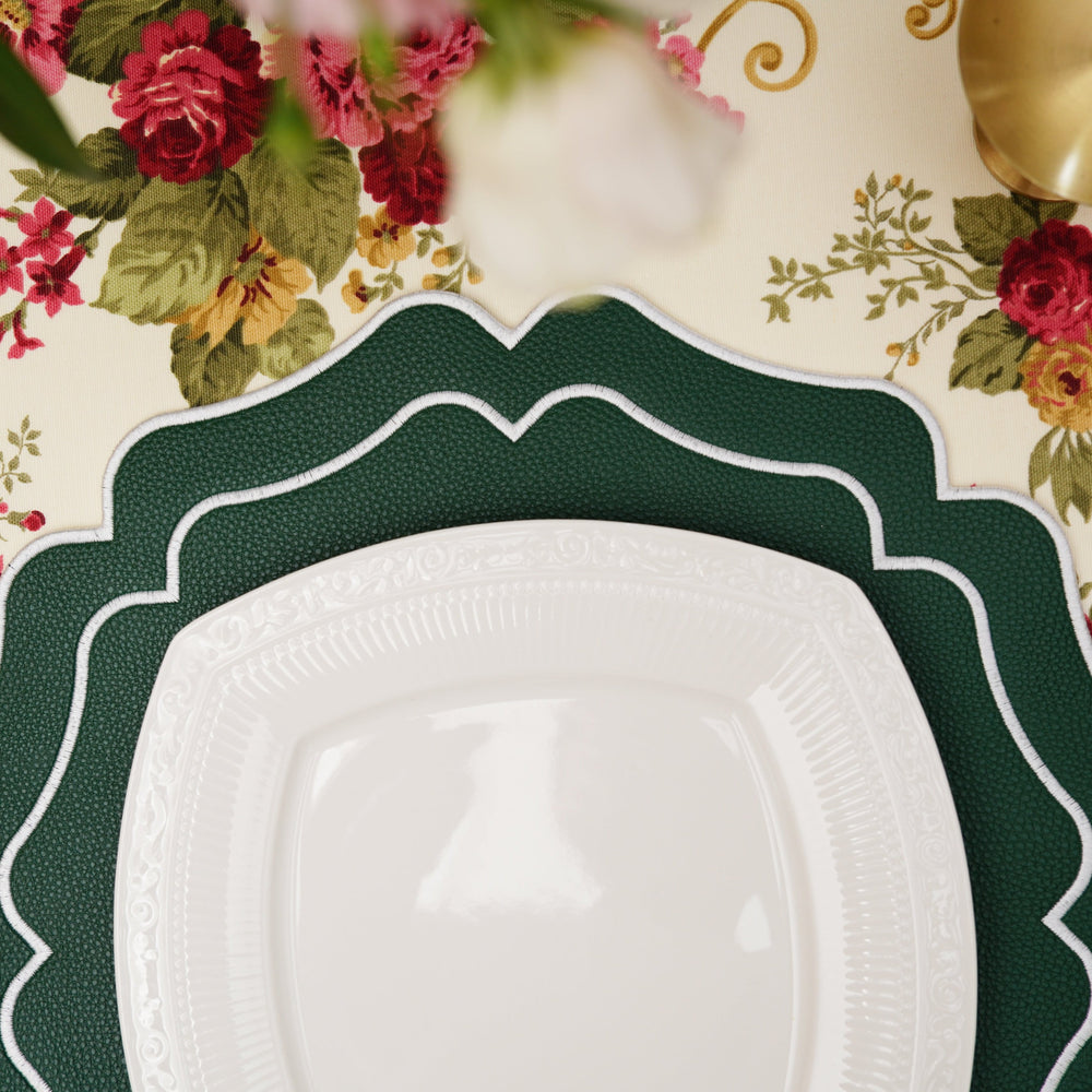 Vista Green Wavy Faux Leather Placemats