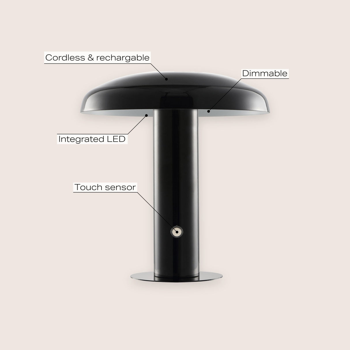 Suillius contemporary bohemian rechargeable/portable iron integrated portable led mushroom table lamp - Tuesday Morning - Table Lamps