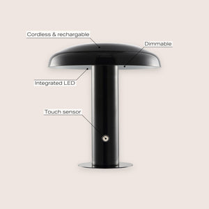 Suillius contemporary bohemian rechargeable/portable iron integrated portable led mushroom table lamp - Tuesday Morning - Table Lamps