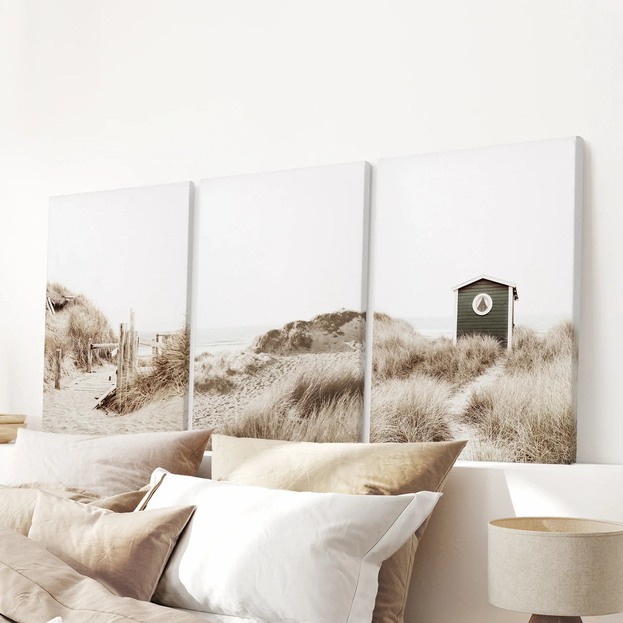 Minimalist Coastal Gallery Wall. Beige Beach Decor Set