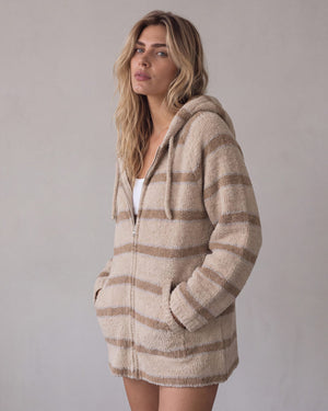 Snug Striped Zip Blanket Hoodie