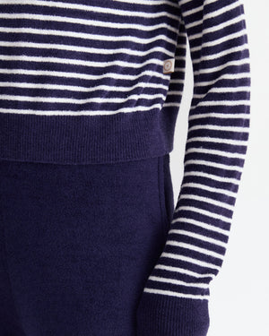 Striped Cloud Cool Light Cropped Sweater