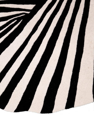 Sunflare Fan Black Hand Tufted 5x5 Wool Area Rug