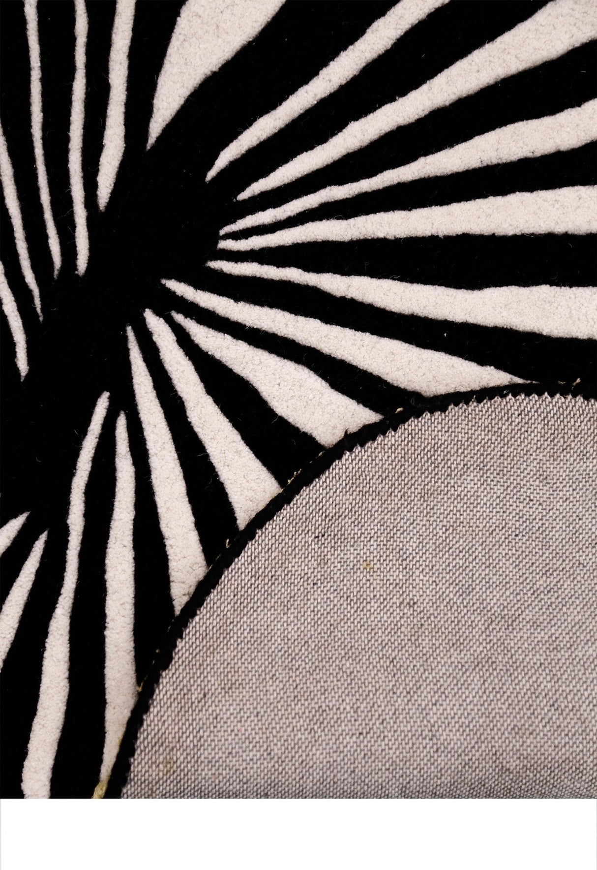 Sunflare Fan Black Hand Tufted 5x5 Wool Area Rug