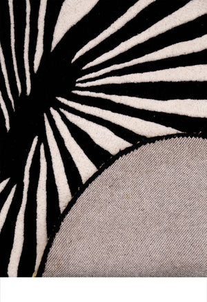 Sunflare Fan Black Hand Tufted 5x5 Wool Area Rug