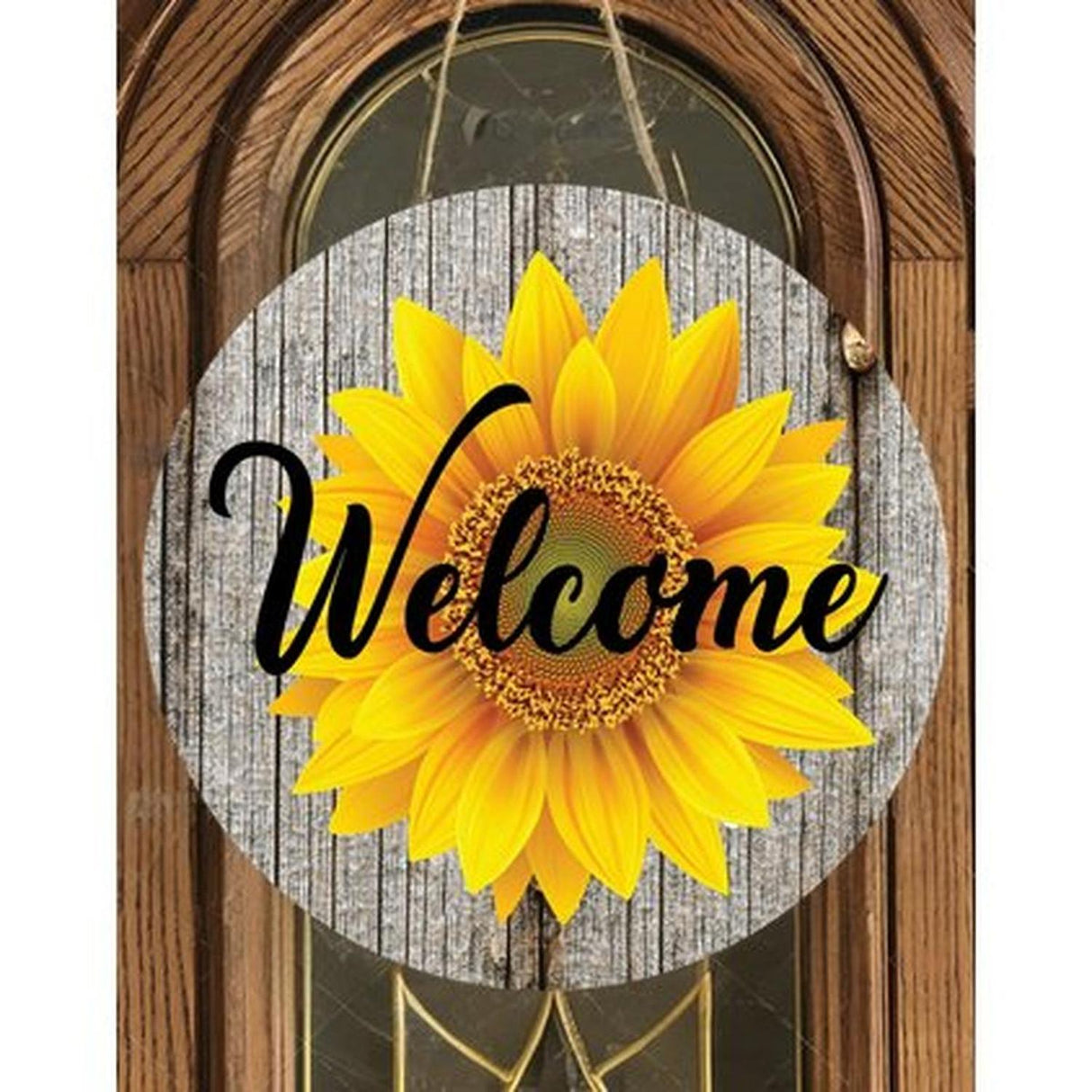 Sunflower Welcome Rustic Round Sign