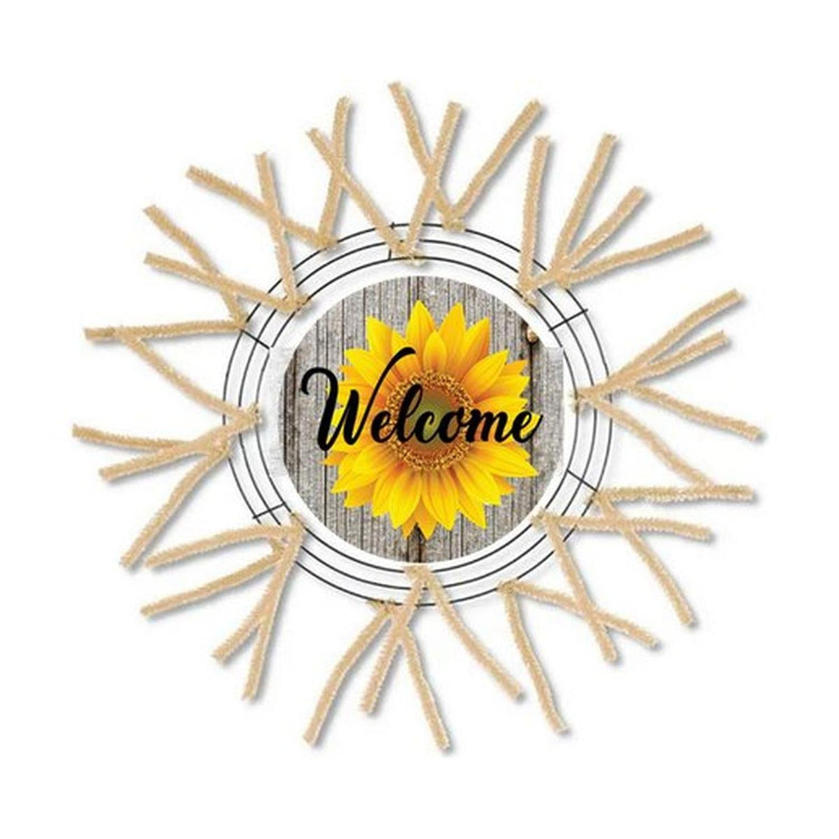 Sunflower Welcome Rustic Round Sign