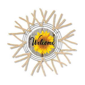 Sunflower Welcome Rustic Round Sign