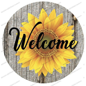 Sunflower Welcome Rustic Round Sign
