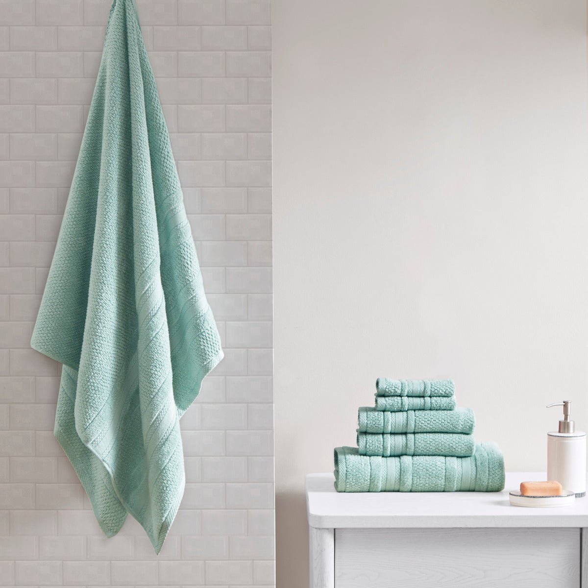 Super soft cotton quick dry bath towel 6 piece set - 6 colors available - Tuesday Morning - Bath Towels
