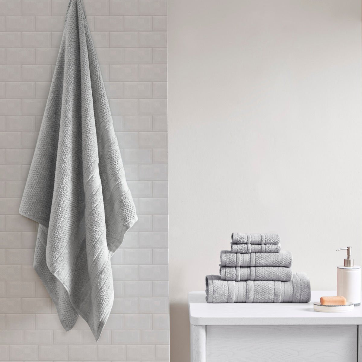 Super soft cotton quick dry bath towel 6 piece set - 6 colors available - Tuesday Morning - Bath Towels
