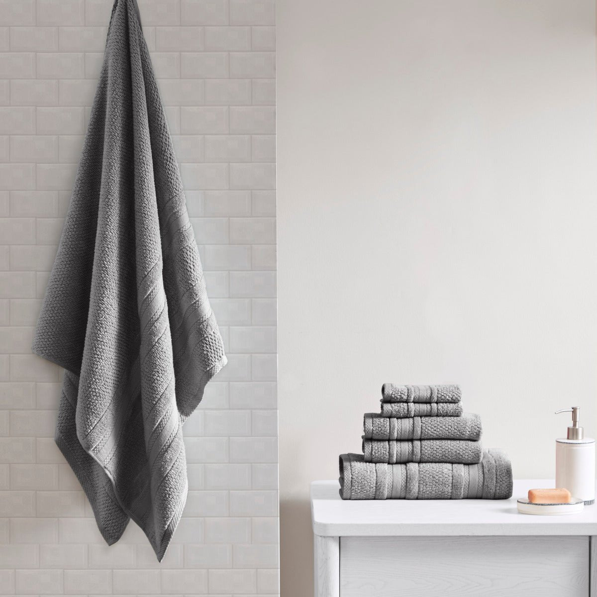 Super soft cotton quick dry bath towel 6 piece set - 6 colors available - Tuesday Morning - Bath Towels
