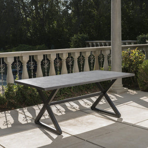 Rolando Outdoor Aluminum Dining Table with Steel Frame