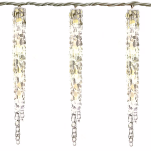 Sparkling White LED Plug-In Christmas Icicle Lights - 13 piece set