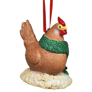 Festive Chicken with Holiday Lights Ornament