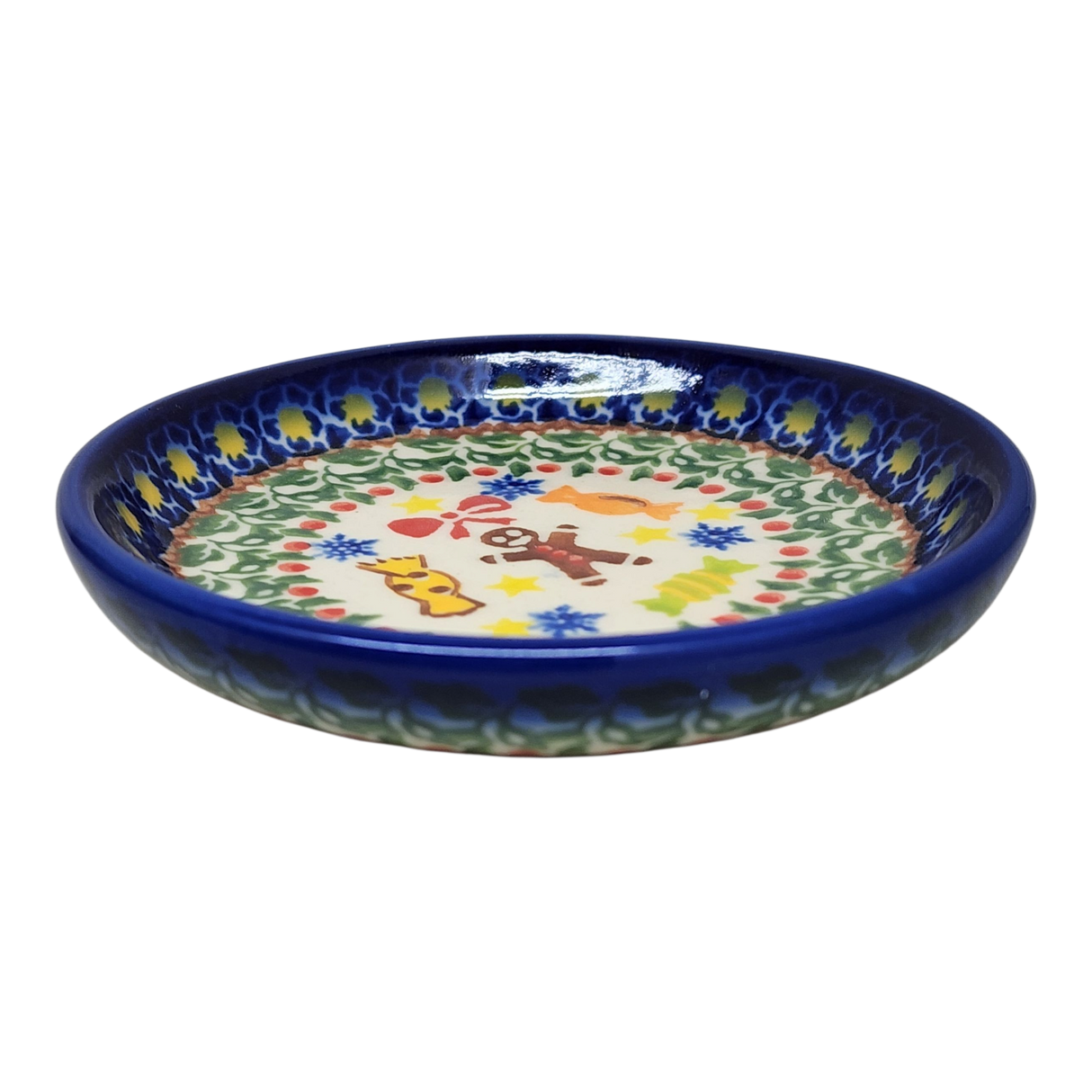 Ceramic Snack Plate - Gingerbread Joy Pattern