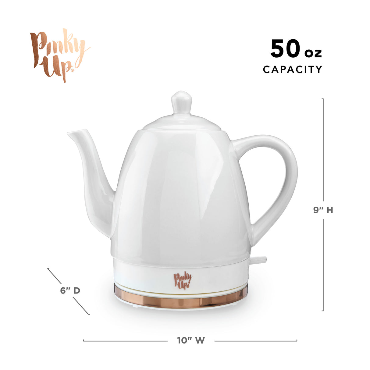 Noelle™ grey ceramic electric tea kettle by pinky up®