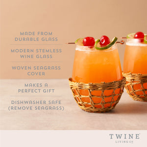 Island Stemless Wine Glass Set by Twine Living-Set of 2