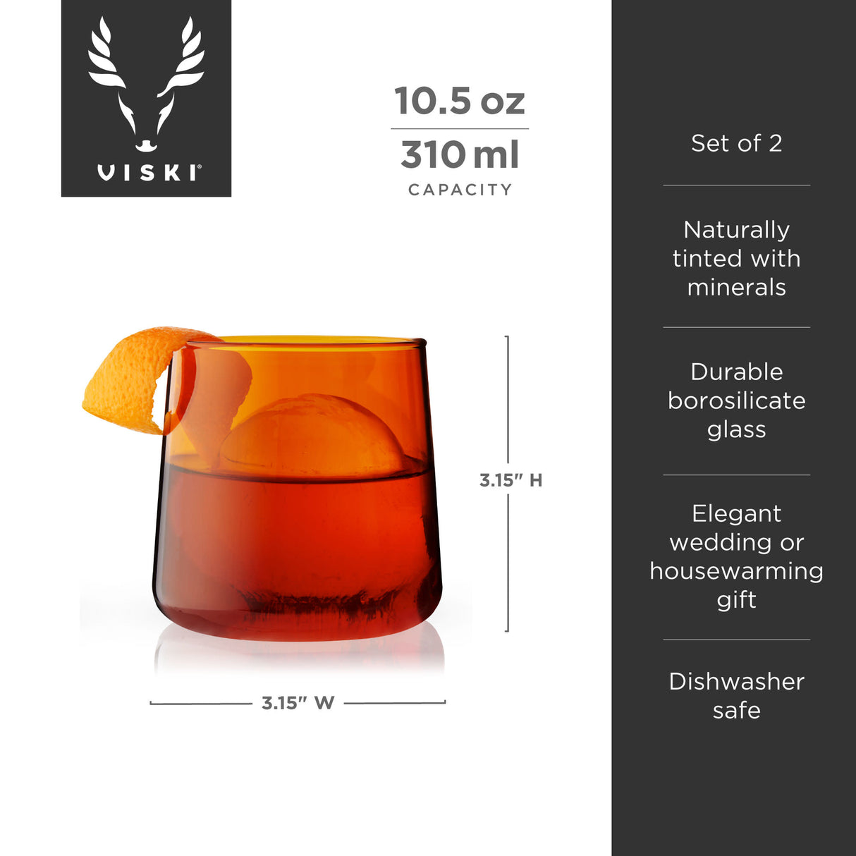 Aurora cocktail tumblers in amber viski®