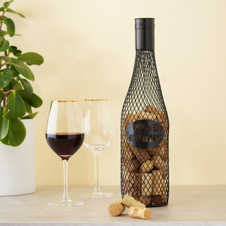 Black wine bottle cork holder by twine