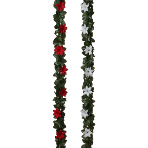 Poinsettia and Holly 20" Chain Garland -